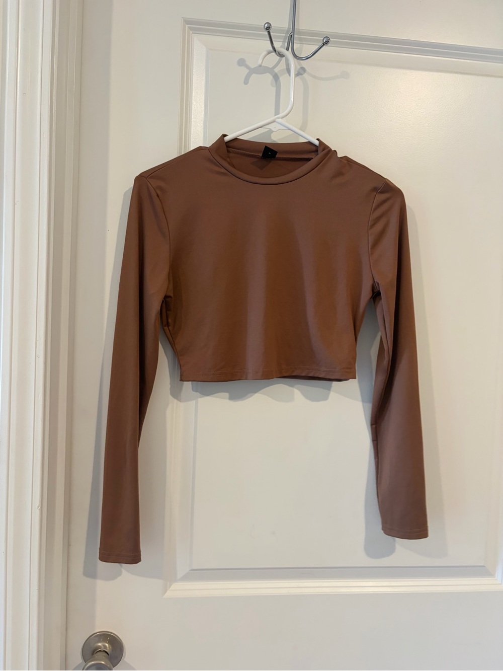 Brown Long Sleeve Fitted Crop Top | Size Medium | NWOT